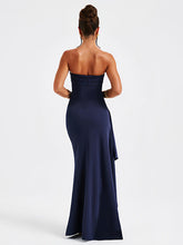 Strapless Slit Backless Prom Dress